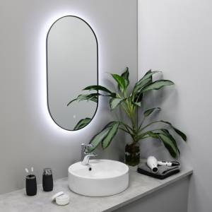 Зеркало Fixsen FX-3080F с LED подсветкой, графит, 40х80 см