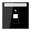 Накладка 1-ой наклонной телефонной/компьютерной розетки с полем для надписи Jung LS 990 черная LS969-1NAUASW