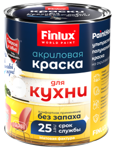Акриловая краска для кухни Finlux СВ-25 WorldPaint полуматовая супербелая 20 л