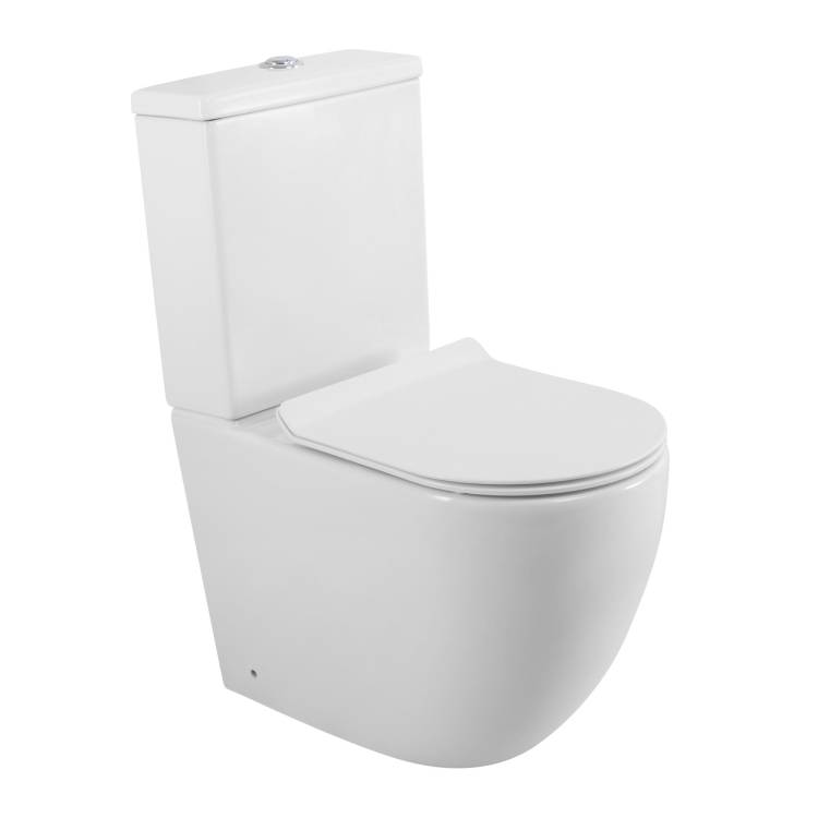Унитаз-компакт BelBagno Amanda BB051CPR/BB051T/BB076SC безободковый, с сиденьем микролифт, белый