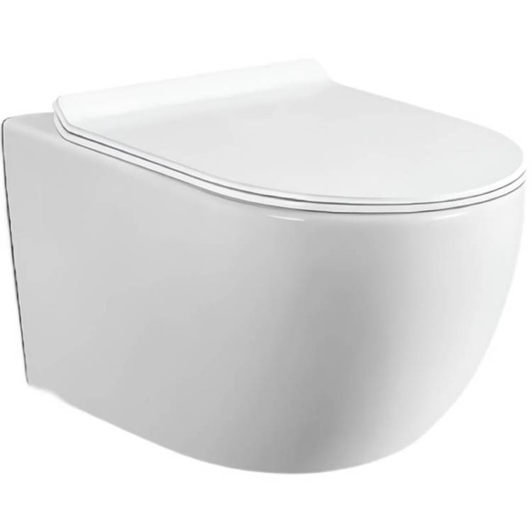 Унитаз подвесной Black&White W-701 безободковый, сиденье микролифт, белый