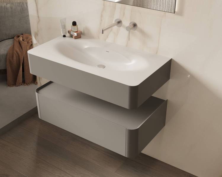 Тумба под раковину Vincea Caprise 1000 VMC-4CA100MLG подвесная, светло-серый матовый