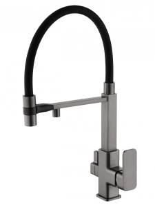 Смеситель для кухни Wonzon & Woghand WW-88458012-BGM с гибким изливом и подключением фильтра, темный графит