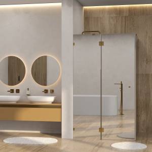 Душевой уголок Wasserkraft Ems 76H10L-MR профиль глянцевое золото, стекло зеркальное, 120x100x200