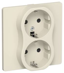 Розетка 2-местная с заземлением и шторками IEK Flite FI-R24C-16-K86 сливочный