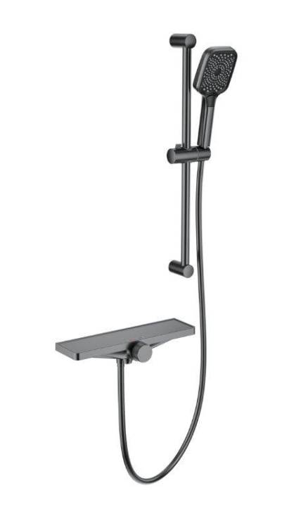 Смеситель для ванны Wonzon & Woghand WW-B2551-A-BGG с душем и термостатом, темный графит