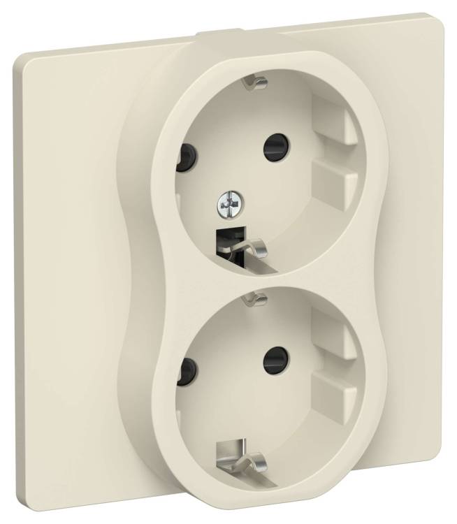 Розетка 2-местная с заземлением и шторками IEK Flite FI-R24C-16-K86 сливочный