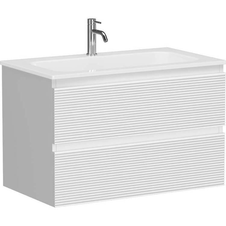 Тумба под раковину Sancos Folk FL80W подвесная, с рельефным фасадом, bianco