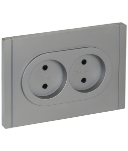 Розетка 2-местная с защитными шторками IEK Forte&Piano FP-R23-10-1-K46 сталь