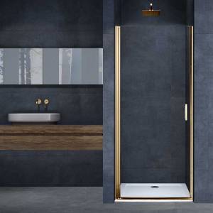 Душевая дверь в нишу Vincea Alpha VDP-3AL700CLG 700x1950, профиль брашированное золото, стекло прозрачное