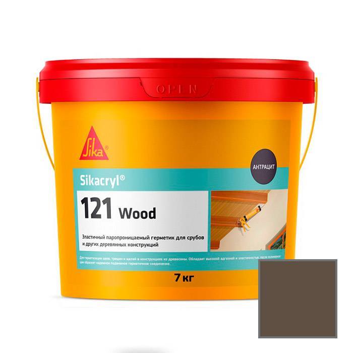 Герметик Sika Sikacryl-121 Wood паропроницаемый акриловый для деревянных конструкций 771910 Коричневый Ведро 7 кг