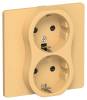 Розетка 2-местная с заземлением и шторками IEK Flite FI-R24C-16-K90 золотарник