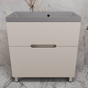 Тумба с раковиной Style Line Матис 80 напольная, крем, раковина серый шелк, 82x80x45