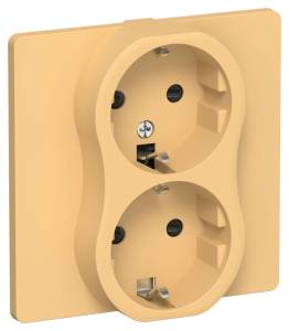 Розетка 2-местная с заземлением и шторками IEK Flite FI-R24C-16-K90 золотарник