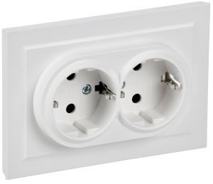 Розетка 2-местная с заземлением и шторками IEK Brite BR-R24-16-K91-F арктический белый