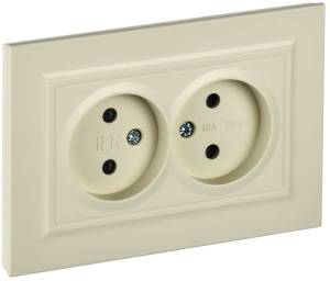 Розетка 2-местная с защитными шторками IEK Brite BR-R23-10-K10-F бежевый