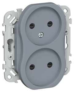 Розетка 2-местная с защитными шторками IEK Flite FI-R23-10-1-K35 маренго