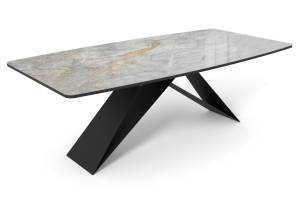 Стол Дик DikLine SKY220 00-00073158 керамика titanium silver river polished/подстолье черное/опоры черные