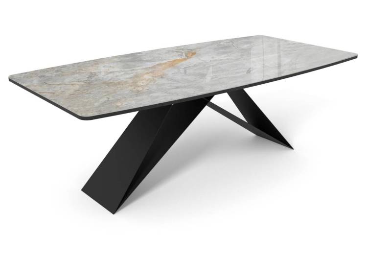 Стол Дик DikLine SKY220 00-00073158 керамика titanium silver river polished/подстолье черное/опоры черные