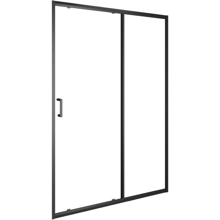 Душевая дверь в нишу Orange E02-160TB профиль черный, стекло прозрачное, 160.5x190