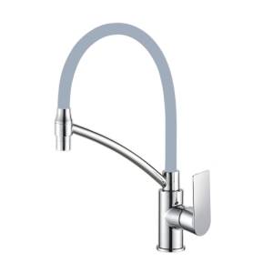 Смеситель для кухни Haiba HB72505 гибкий излив, белый/хром