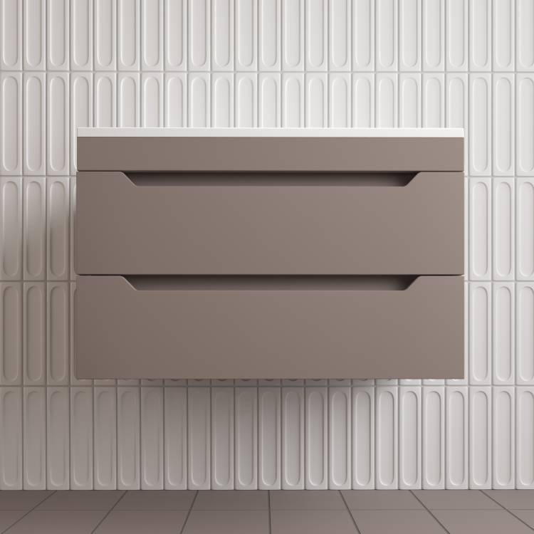 Тумба с раковиной Style Line Остин подвесная, тауп темный, раковина антрацит, 55x80x45