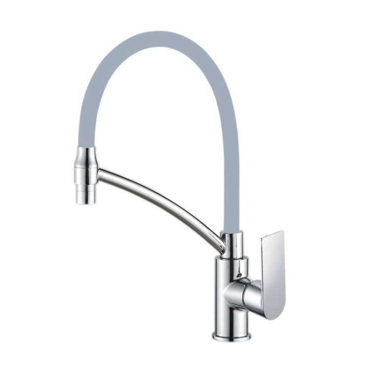 Смеситель для кухни Haiba HB72505 гибкий излив, белый/хром
