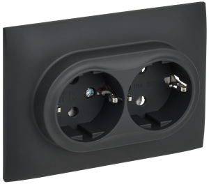 Розетка 2-местная с заземлением IEK Skandy SK-R21-16-K53-F графит