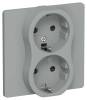 Розетка 2-местная с заземлением и шторками IEK Flite FI-R24C-16-1-K03 серый