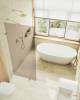 Душевая перегородка MaybahGlass MGD-262-3 79x195, стекло бронза 8 мм, профиль золото фото 3