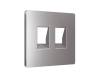 Лицевая панель для двойной компьютерной/телефонной розетки RJ-45/RJ-11 Ambrella Volt Alfa AP5121 сталь матовый