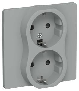 Розетка 2-местная с заземлением и шторками IEK Flite FI-R24C-16-1-K03 серый