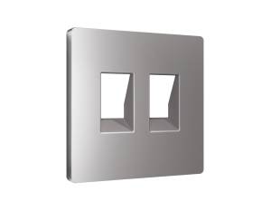 Лицевая панель для двойной компьютерной/телефонной розетки RJ-45/RJ-11 Ambrella Volt Alfa AP5121 сталь матовый