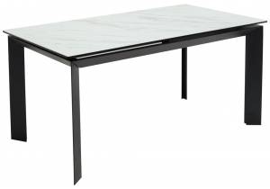 Стол Woodville Cremona 416420 KL-99 белый мрамор матовый/итальянская керамика/черный 140(200)x85x76