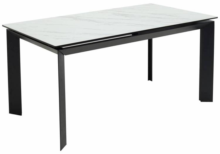 Стол Woodville Cremona 416420 KL-99 белый мрамор матовый/итальянская керамика/черный 140(200)x85x76