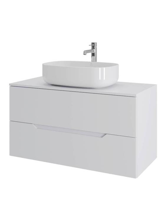 Тумба с раковиной Orange Line Li-100TuwMDF+B07-540W белая матовая, 100 см