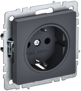 Розетка 1-местная с заземлением IEK Brite BR-R11-16-K53 графит