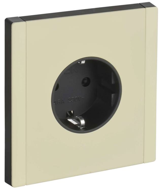 Розетка 1-местная с заземлением и шторками IEK Forte&Piano FP-R14-16-1-M-K41 серый сланец