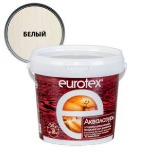 Лак защитно-декоративный для дерева EUROTEX Аквалазурь белый 0.9 л