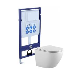 Унитаз с инсталляцией Aquatek Европа с крышкой-сиденьем микролифт