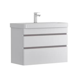 Тумба с раковиной Equil Soldi 80 подвесная, белый софт