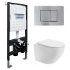Комплект Abber Bequem AC1100T-AC0105-AC0120MCH унитаз подвесной, безободковый, сиденье микролифт, белый, кнопка хром матовый