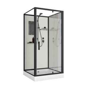 Душевая кабина Niagara Standart ST90/15Q/BL/BK корпус черный матовый, стекло прозрачное, 90х90х200