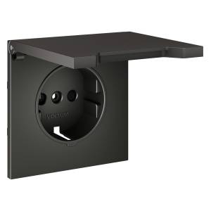 Лицевая панель для розетки с заземлением, шторками и крышкой Voltum S70 VLS000806 титан