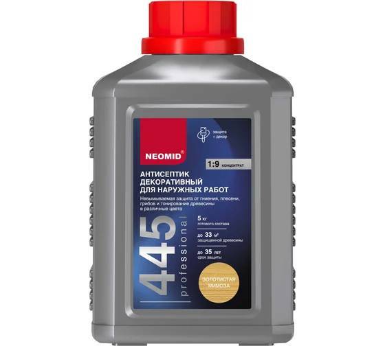 Антисептик декоративный для наружных работ Neomid 445 золотистая мимоза 0.5 кг