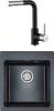 Комплект Paulmark Zemar PM104651-BLM черный металлик + Смеситель Paulmark Kassel Ka214311-418 для кухонной мойки, черный металлик