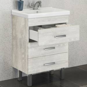 Тумба с раковиной Comforty Никосия-60Н 00004142203 дуб белый