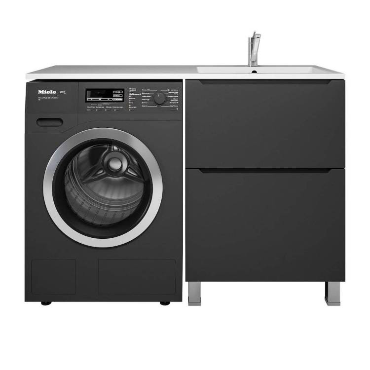 Тумба под раковину Uperwood Tanos TTanosVMF60B2 под стиральную машину, напольная, 2 ящика, черная, 60 см