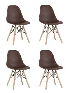 Набор из 4 стульев Stool Group Eames Style DSW Y801-V SEAT brown x4 коричневый