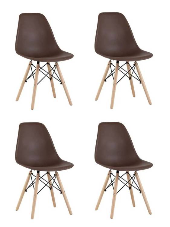 Набор из 4 стульев Stool Group Eames Style DSW Y801-V SEAT brown x4 коричневый